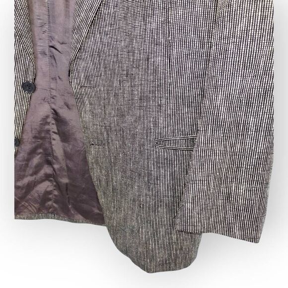 Yves Saint Laurent Mens Blazer Sz 44R Houndstooth Jacket Black Silk Linen Vtg - Picture 5 of 13